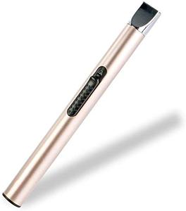 lot 25182 image: REIDEA Electronic Candle Lighter Arc Windproof Flameless USB Rechargeable Lighter with Safe Button for Home Kitchen Champagne Gold