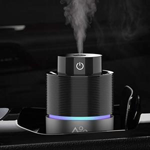 lot 25189 image: Vyaime Car Diffuser Car Humidifier, USB Essential Oil Diffusers 7 Colors LED Lights 200mL Big Capacity Aromatherapy Diffuser(Black-Grey)