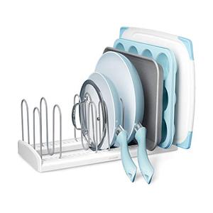 lot 25191 image: YouCopia Pan and Lid Rack StoreMore Adjustable, Large, White