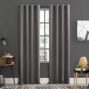 lot 25194 image: Sun Zero Soho 2-Pack Energy Efficient Blackout Grommet Curtain Panel Pair, 108 x 96, Gray