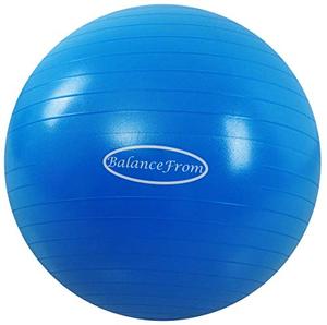 lot 25196 image: BalanceFrom Anti-Burst and Slip Resistant Exercise Ball Yoga Ball Fitness Ball Birthing Ball with Quick Pump, 2,000-Pound Capacity, Blue, 58-65cm, L