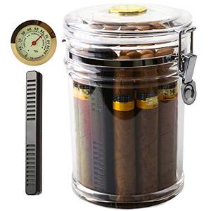 lot 25199 image: XIFEI Acrylic Humidor Jar with Humidifier and Hygrometer,humidor That can Hold About 18 Cigars (Clear)