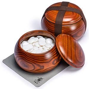 lot 25209 image: Yellow Mountain Imports Single Convex Melamine Go Game Stones Set, 21.5 to 22 Millimeters (Size 3), Includes Jujube Bowls