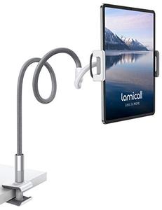 lot 25212 image: Gooseneck Tablet Holder, Lamicall Tablet Stand Flexible Arm Clip Tablet Mount Compatible with iPad Mini Pro Air, Switch, Galaxy Tabs, More 4.7-10.5 Devices - Gray