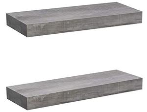 lot 25219 image: Sorbus Floating Shelf Set Rustic Wood Hanging Rectangle Wall Shelves Perfect for Home Decor, Trophy Display, Photo Frames, and More (2-Pack, Grey)