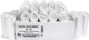 lot 25229 image: Aluf Plastics - HCR-243308C 12-16 Gallon Clear Trash Bags (1000 Count) - 24 x 33 - 8 Micron Equivalent High Density Value Garbage Bags for Bathroom, Office, Industrial, Commercial, Janitorial, Recycling