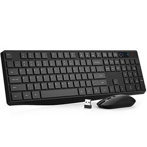 lot 25248 image: VicTsing Wireless Keyboard and Mouse Combo Energy Saving, 3 Level DPI Adjustable Wireless Mouse and 2.4GHz Computer Keyboard, Independent OnOff Switch, NumCapsPower Indicator, Black