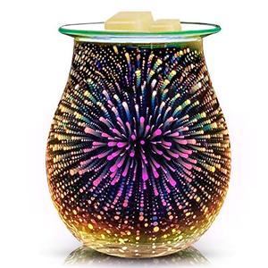 lot 25251 image: EQUSUPRO 3D Glass Electric Wax Melt Warmer Wax Burner Melter Fragrance Warmer for Home Office Bedroom Living Room Gifts & Decor (3D Fireworks)