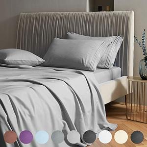 lot 25274 image: SAKIAO Queen Size Bed Sheets Set - Brushed Microfiber 1800 Thread Count Percale - 16 Deep Pocket Egyptian Sheets Beautiful Breathable Wrinkle Free & Fade Resistant - 4 Piece (Grey,Queen)