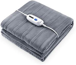 lot 25285 image: Polar Fleece Electric Heated Blanket Twin Size 62 x 84 Full Body Warming Premium Microfiber Sofa Blankets with Auto-Off 4 Temperature Settings Overheating Protection 10h Timer - Grey