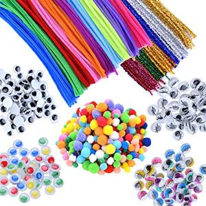 lot 25289 image: EpiqueOne 750 Pieces Kids Art & Craft Supplies Assortment Set for School Projects, DIY Activities & Parties Pipe Cleaners & Chenille, Pom Poms, Googly Eyes, Mascara Eyes, Colored Eyes for Sensory