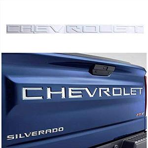 lot 25301 image: Tonet CV-01W Custom 3D Raised ABS Nameplate Chevy Letters Badge Tailgate Emblem Decal Insert For Chevrolet 2019 2020 Silverado 1500 2500 3500 (White)