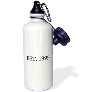lot 25318 image: 3dRose Est. 1995-Established in 1995-Personal birth year. Sports Water Bottle, 21 oz, White