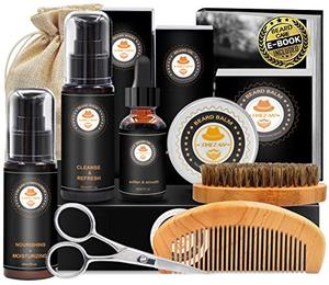 lot 25335 image: Upgraded Beard Grooming Kit wBeard Conditioner,Beard Oil,Beard Balm,Beard Brush,Beard ShampooWash,Beard Comb,Beard Scissors,Storage Bag,Beard E-Book,Beard Growth Care Gifts for Men