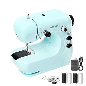 lot 25348 image: Mini Sewing Machine, Beletops Portable Sewing Machine Lightweight Sewing Machine with Foot Pedal, Double Thread, LED Light, Perfect for All Types of Fabric for Kids, Beginners, Household, Girls (Blue)