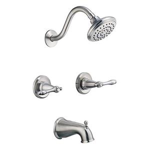 lot 25361 image: Design House 523480 Oakmont 2-Handle Bath and Shower Trim with Valve, Satin Nickel