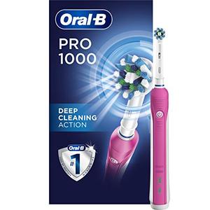 lot 25374 image: Oral-B Pro 1000 CrossAction Electric Toothbrush, Pink, Powered by Braun