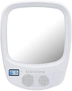 lot 25381 image: QFX R-70S Wireless Speaker with Fogless Light Up Mirror White
