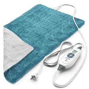 lot 25382 image: Pure Enrichment� PureRelief XL (12x24) Electric Heating Pad for Back Pain and Cramps - 6 InstaHeat Settings, Machine-Washable, Ultra-Soft Microplush, Auto Shut-Off, and Moist Heat (Turquoise Blue)