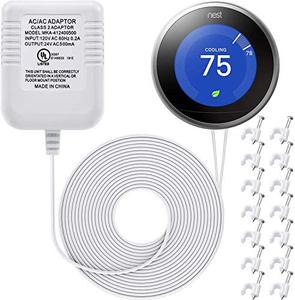 lot 25397 image: C Wire Adapter for Thermostats 24 Volt Transformer Compatible with Nest Honeywell Ecobee Emerson Sensi Smart Wifi Thermostat (White)