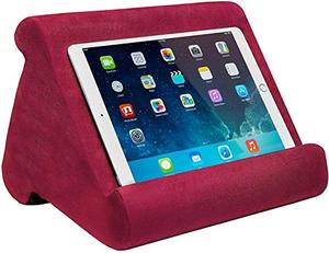 lot 25401 image: Ontel Pillow Pad Multi-Angle Soft Tablet Stand, Burgundy