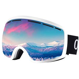 lot 25405 image: Occffy Ski Goggles Snowboard Sports OTG Goggles, UV Protection Skiing Goggles with Anti Fog for Mens Womens Youth Helmet Compatible HX001 (HX001 Black Matte Frame with Silver Lens(VLT11%))