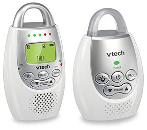 lot 25406 image: VTech DM221 Audio Baby Monitor with up to 1,000 ft of Range, Vibrating Sound-Alert, Talk Back Intercom & Night Light Loop, WhiteSilver