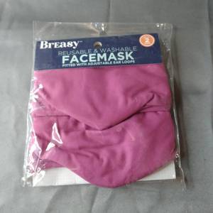lot 25451 image: BREASY REUSABLE FACE MASKS PACK OF 2