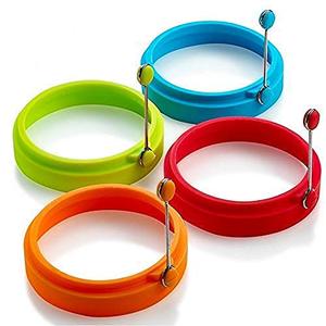 lot 25460 image: Emoly Silicone Egg Ring, Egg Rings Non Stick, Egg Cooking Rings, Perfect Fried Egg Mold or Pancake Rings (New,4pcs)