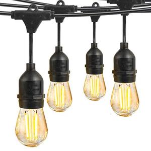 lot 25502 image: Led Outdoor String Light Waterproof Shatterproof, Eicaus 48 Ft Commercial Grade Weatherproof Dimmable Lights Strand with 2W Plastic Vintage Edison Bulbs, Decorative Lighting for Patio Bistro Garden