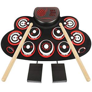 lot 25513 image: Electronic Drum Set - YUOIOYU Practice Drum Pad Roll Up Potable Drum Kit with Headphone Jack Built-in Speaker Drum Sticks 10 Hours Playtime, Great Holiday Birthday Gift for Kids Adult