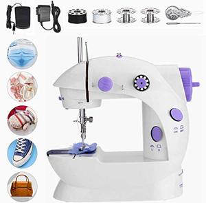 lot 25530 image: htovila Mini Sewing Machine, Portable Handheld Sewing Machines Double Thread Portable Electric Household Multifunctional Clothes Fabrics Electric Sewing Machine, for Household Beginner DIY Project