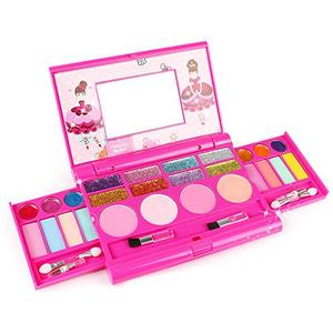 lot 25533 image: Tomons Kids Washable Makeup Kit, Fold Out Makeup Palette with Mirror, Make Up Toy Cosmetic Kit Gifts for Girls - Safety Tested- Non Toxic