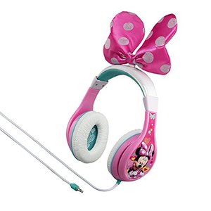 lot 25535 image: eKids Minnie Mouse Kids Headphones, Adjustable Headband, Stereo Sound, 3.5Mm Jack, Wired Headphones for Kids, Tangle-Free, Volume Control, Childrens Headphones Over Ear for School Home, Travel (MM-140.3Xv7)