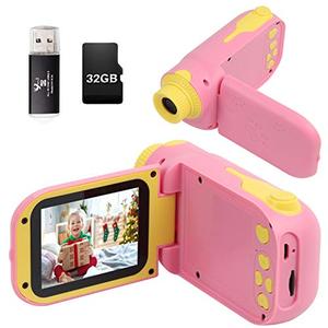 lot 25537 image: Kids Camera, Video Camera Camcorder for Kids Gifts, 1080P HD DV Digital Video Camera with 2.4inch Screen, 12MP Kids Camera for Children Boys & Girls 3-10 Year Old with 32G SD Card, SD Card Reader