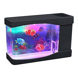 lot 25543 image: Lightahead Artificial Mini Aquarium A Sensory Multi Colored LED Swimming Fish Tank with Bubbles