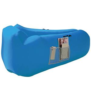 lot 25568 image: Honsky Inflatable Couch Lounger with Pillow Cool Waterproof Anti-Air Leaking Air Sofa, Blow up Chair Hammock for Outdoor Camping Beach, Blue
