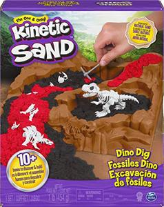 lot 25586 image: Kinetic Sand, Dino Dig Playset with 10 Hidden Dinosaur Bones to Discover, for Kids Aged 6 and up