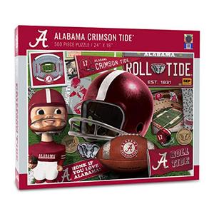 lot 25592 image: YouTheFan NCAA Alabama Crimson Tide Retro Series Puzzle - 500 Pieces, Team Colors, Large