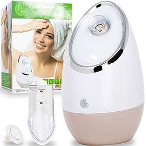 lot 25632 image: Facial Steamer SPA by Microderm GLO - Best Professional Nano Ionic Warm Mist, Home Face Sauna, Portable Humidifier Machine, Deep Clean & Tighten Skin, Daily Hydration for Maximum Serum Absorption