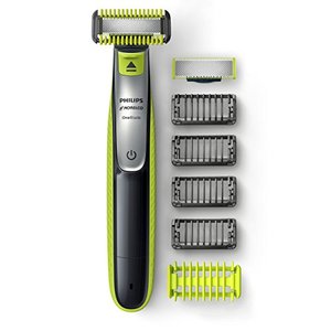 lot 25643 image: Philips Norelco OneBlade Face  Body Hybrid Electric Trimmer and Shaver QP263070, BlackGreenSilver