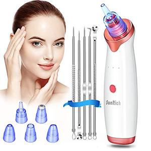 lot 25665 image: Blackhead Remover Pore Vacuum Electric Facial Acne Suction Vaccumm Removal Extractor Rechargeable with 5 Probes for Women Men Face Nose Black-Head White-Head Comedone