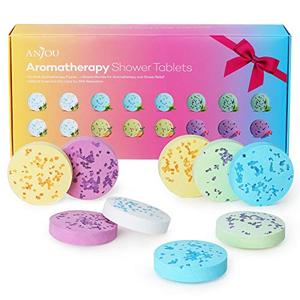 lot 25666 image: Shower Bomb Tablets Aromatherapy Bath Bombs with Pure Essential Oils 16-Piece Shower Fizzers Streamers Melts Vapor for Home Spa Gift Set