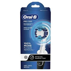 lot 25684 image: Oral-B Pro 500 Electric Power Rechargeable Toothbrush with Automatic Timer and Precision Clean Brush Head
