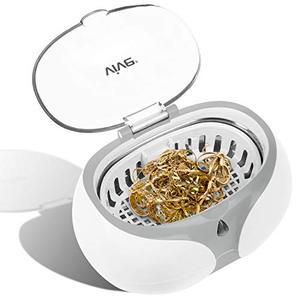 lot 25698 image: Vive Ultrasonic Jewelry Cleaner - Portable, Small Machine for Eyeglass, Watches, Silver, Gold, Diamond Rings, Necklaces, Coins - 40 KHz Heavy Duty Tank - Mini Dental Cleaning for Dentures, Retainers