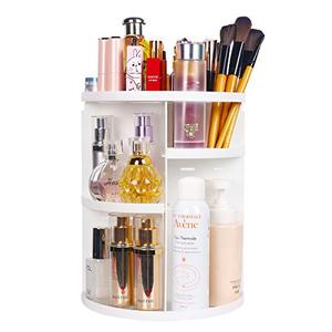 lot 25711 image: sanipoe 360 Makeup Organizer, DIY Detachable Spinning Cosmetic Makeup Caddy Storage DIsplay Bag Case Large Capacity Makeup Box Acrylic Vanity Organizer Box, Great for Countertop and Bathroom, White