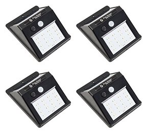 lot 25741 image: Sunjoy 4 Piece 4.9 L x 1.9 H x 3.7 W Pack Solar LED Sensor Wall Light ( Set of 3)