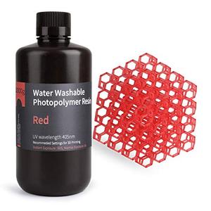 lot 25744 image: ELEGOO Water Washable 3D Printer Rapid Resin LCD UV-Curing Resin 405nm Standard Photopolymer Resin for LCD 3D Printing 1000Gram Clear Red