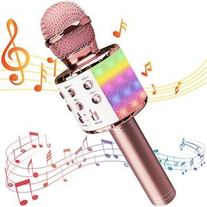 lot 25747 image: Karaoke Microphone for Kids Adults, Wireless 4 in 1 Handheld Bluetooth Microphone with LED Lights, Portable Smartphone Speaker Boys Girls Singing Toys for Home KTV Outdoor Christmas Birthday Party