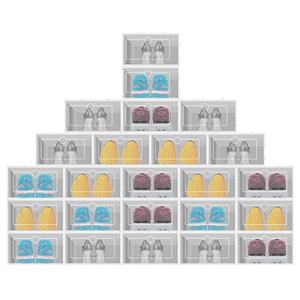 lot 25117 image: Transparent Shoe Storage Box - Folding Large Size Shoe Storage Box with Lid for WomenMen (#4 6Pcs with Lid, Black)